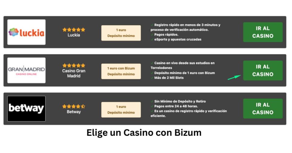 paso num 1: elegir un casino con bizum