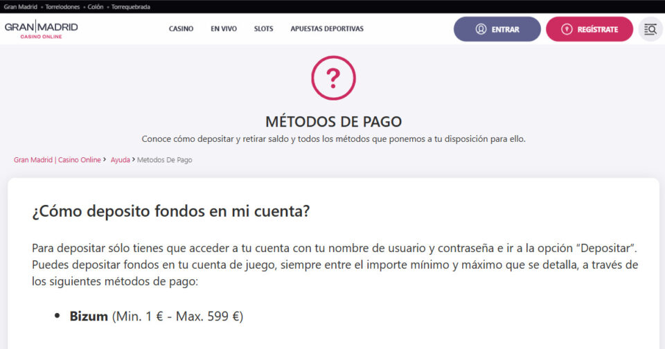  Casino depósito 1€ Bizum - Casino Gran Madrid